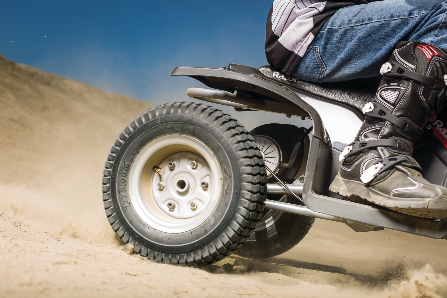Razor Dirt Quad - 24V Electric 4-Wheeler ATV - Twist-Grip Variable-Speed Acceleration Control, Hand-Operated Disc Brake, 12" Knobby Air-Filled Tires
