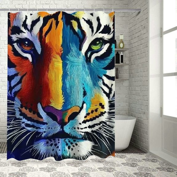 Autua Tigers Colorful Fauvism Shower Curtain with Hooks 100% Polyester 36"x72