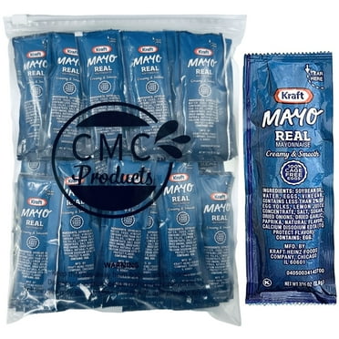 50 Kraft Mayo Condiment Packs - Mayonnaise Packets in Custom CMC Products Food Safe Slide Seal Bag