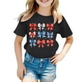 thumbnail image 4 of MIXUE Toddler Girls Tops & T-Shirts Summer Fourth Of July Independence Day Bowknot Print Round Neck Short Sleeve Casual Party Tshirts Holiday Wear,Black,3-4 Years, 4 of 4