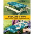 thumbnail image 4 of Teal Green Ocean Shark Rectangle Tablecloth, Waterproof Elastic Fitted Table Covers for 8 Foot Tables, 32x96inch Decorative Tablecloths for Picnic, Camping, Indoor, Outdoor, Coastal Wave Summer Beach, 4 of 6