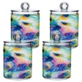 thumbnail image 7 of Ryvnso 2 Pack Qtip Holder Organizer Feathers Bathroom Cotton Swabs Cans Storage Canister, 7 of 7