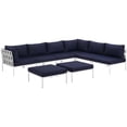 thumbnail image 2 of Modway Harmony 8-Piece Aluminum Outdoor Patio Furniture Sectional, White, 2 of 9