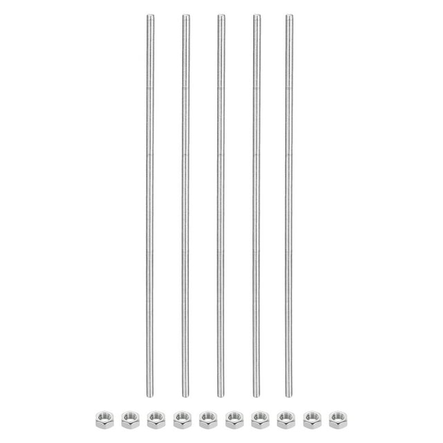 5Pack M5 x 150mm Fully Threaded Rod with 10 Pack Hex Nuts, 1.25mm Thread Pitch 304 Stainless Steel