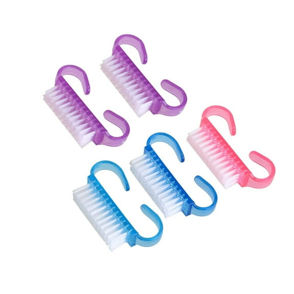Nail Scrub Brush 5PC Handle Nail Brushes for Cleaning, Handle Grip Nail Brush Small Fingernail Scrub Cleaning Brushes Manicure Tools for Women, Random Color Pedicure Brushes