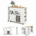 thumbnail image 1 of Costway Reversible Folding Kitchen Island Cart Utility Storage Trolley Wine Rack Shelves, 1 of 10