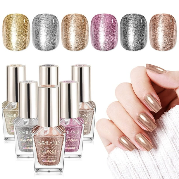 Set de esmaltes de uñas SAVILAND Color Artistry Glitter, 6 unidades, 10 ml