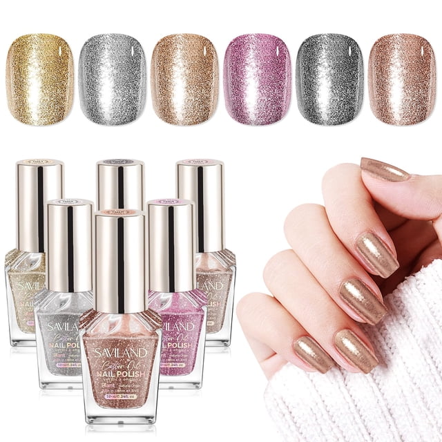 Set de esmaltes de uñas SAVILAND Color Artistry Glitter, 6 unidades, 10 ml