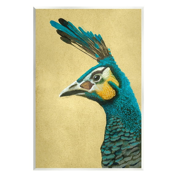 Stupell Industries Peacock Looking Left Animals & Insects Painting Unframed Art Print Wall Art, 10 x 15