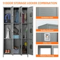 thumbnail image 6 of GangMei 9 Doors Metal Storage Locker Cabinet for Employees, Storage Locker for School Office Gym Bedroom, Industrial Steel Storage Locker with 18 Hooks, Assembly Required(Light Gray), 6 of 6