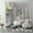 thumbnail image 2 of HVEST Zen Stone Shower Curtain Zen Stone with White Flower Yellow and Black Butterfly Shower Curtain for Bathroom Oriental Spa Bathroom Shower Curtain with Hooks,72 x 72 Inch, 2 of 6