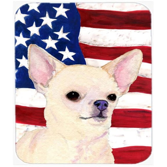Usa American Flag With Chihuahua Mouse Pad, Hot Pad or Trivet