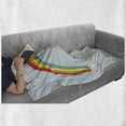 thumbnail image 6 of Cloud Soft Flannel Fleece Throw Blanket, Doodle of a Girl on Ladder Painting Rainbow with Clouds on Pale Toned Background, Cozy Plush for Indoor and Outdoor Use, 60" x 80", Multicolor, by Ambesonne, 6 of 6