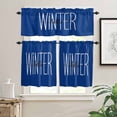 thumbnail image 2 of Hello Winter Kitchen Curtains and Valances Set, Blue White Letter Retro Art Decor Rod Pocket Window Valance 18 Inch Window Curtain Panels for Living Room Bedroom Laundry, 27.5x24in, 3 Pieces, 2 of 7