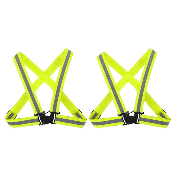 Adjustable Reflective Running vest Gear, 2 Pack High Visible reflective straps fit all ages, Yellow