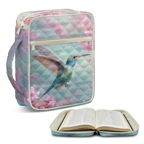 ZUXONGSY Hummingbird Print Bible Cover Case for Women Quilted Bible Protector Portable ChuZU Bag with Pen Holder Handbag for Work