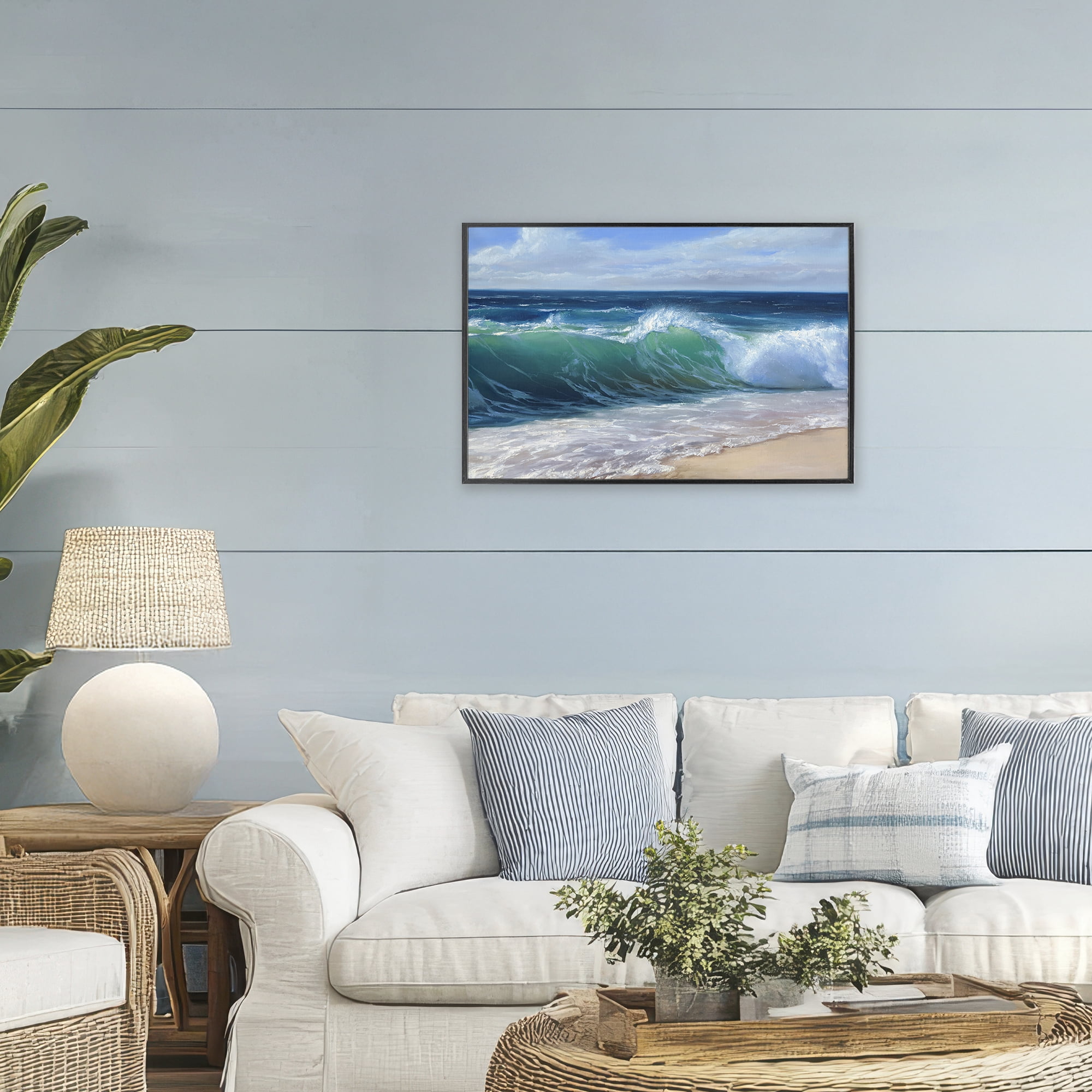Stupell Industries Content Beach Waves Shore Black Framed Giclee Art, design by Dimitri Sirenko