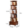 thumbnail image 2 of Tcbosik Revolving Bookcase with Wheels, 5-Tier Bookcase with Open Shelves for Small Space, Floor Standing Storage Rack for Living Room, Bedroom, Walnut Brown, 2 of 9