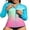 Blue/Pink, variant on Women's Zipper Gradient Swimsuit Tops Crew Neck Long Sleeve Rash Guard Workout Running Tops UPF 50+
