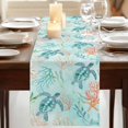 thumbnail image 3 of Table Runners 60 Inches Long Dress Scarves, Teal Red Turtle Coastal Farmhouse Kitchen/Dining Table Runner, Small Coffee Tablerunners, Summer Beach Nautical Coral Starfish 13x60 Inch, 3 of 9
