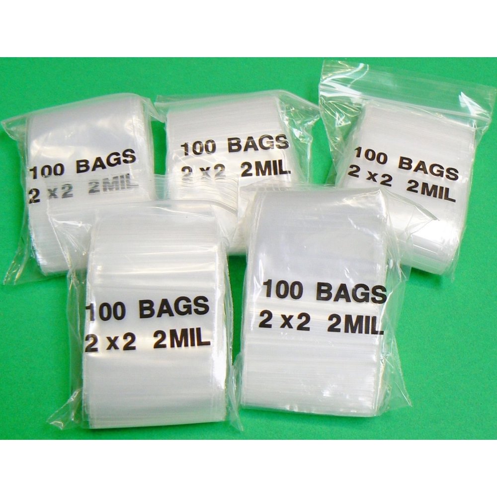 500 ZIPLOCK CLEAR PLASTIC BAGS 2"x 2" ZIP LOCK 2mil RECLOSABLE PLASTIC BAGS (E 9), Size 2x2 By