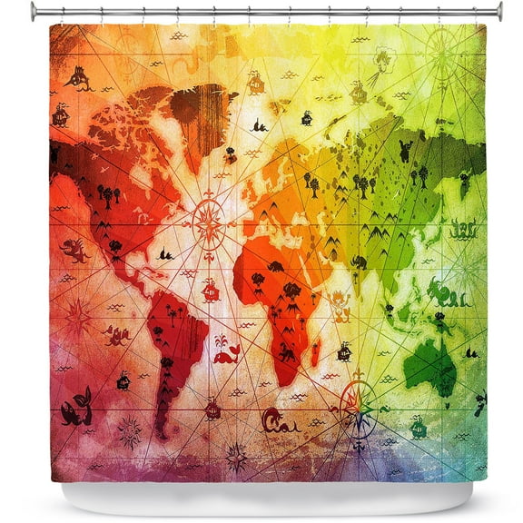 Shower Curtains 70" x 84" from DiaNoche Designs by Angelina Vick - Whimsical World Map VII