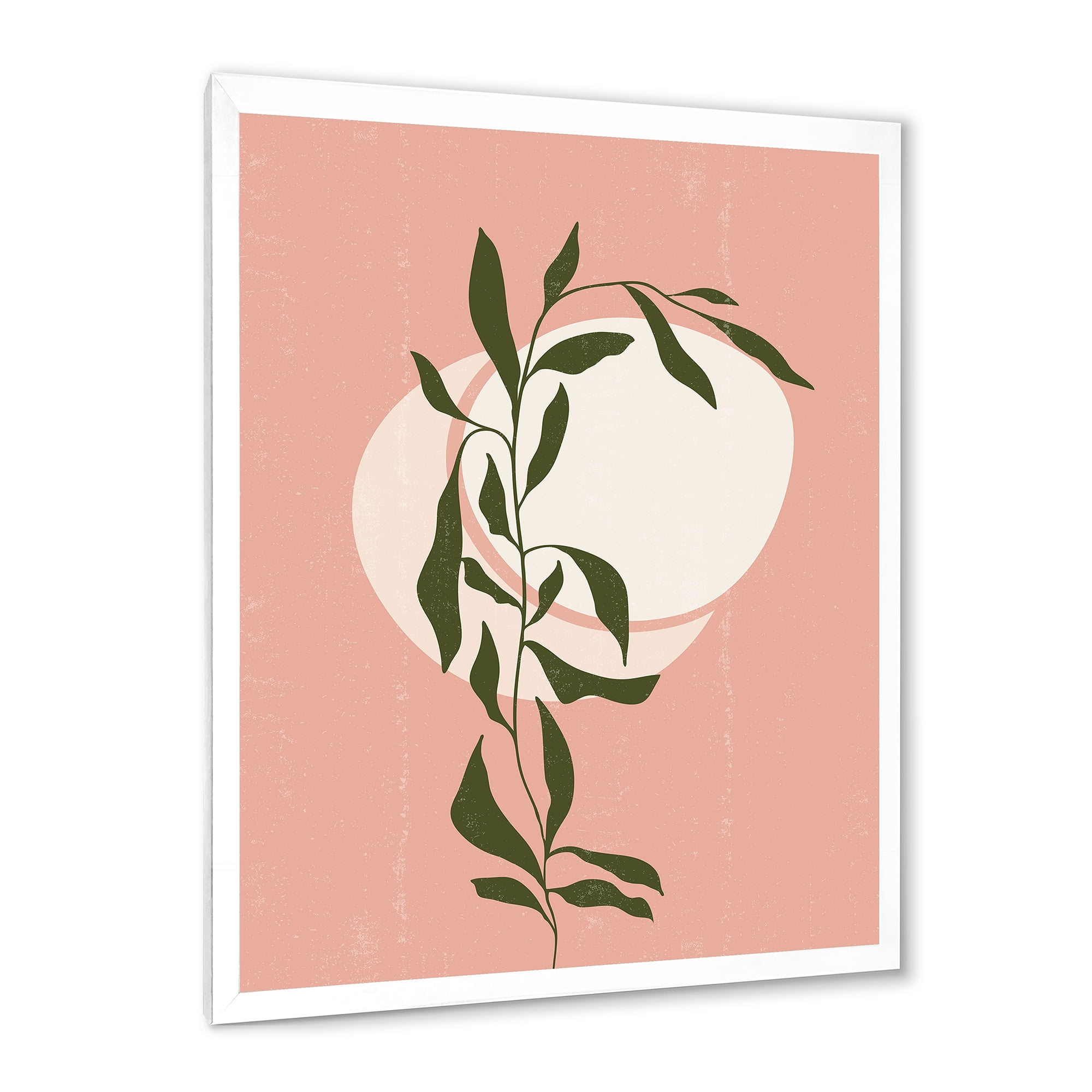Designart 'Abstract Geometrical Moon and Sun With Leaf VI' Modern Framed Art Print