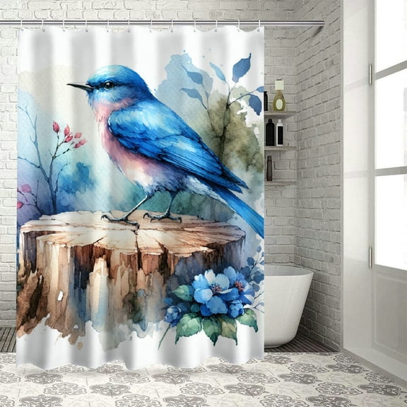 JRXY Blue Bird Pictures Sparrow Modern Shower Curtain, Multiple Sizes White