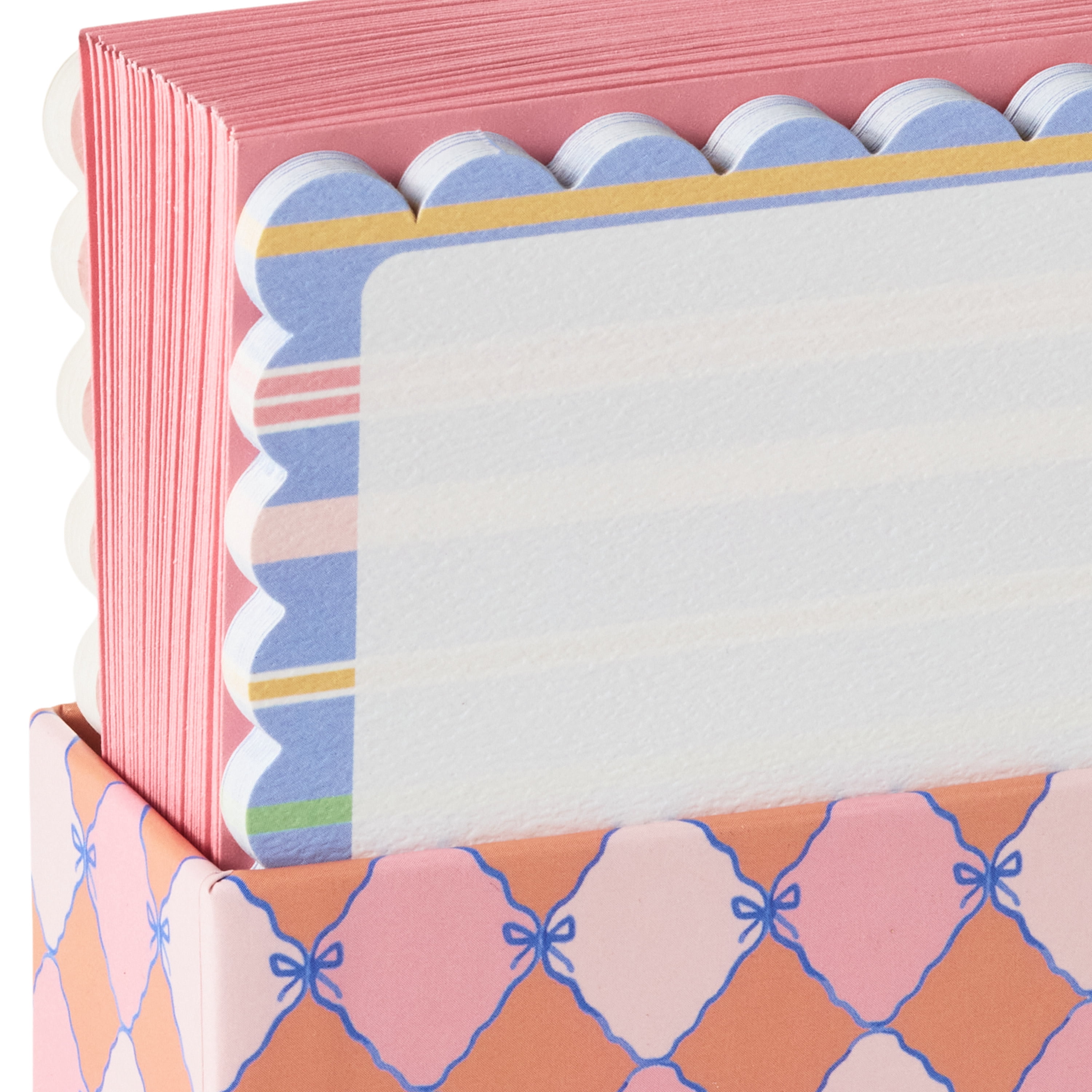 Hallmark Assorted Blank Flat Note Cards in Caddy (Scallops Bows), 40 Count