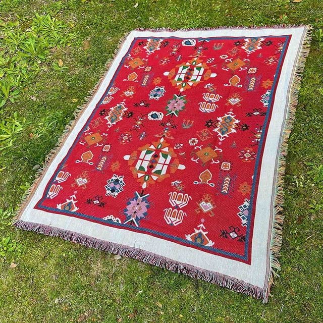 Camping & Hiking Bohemian Portable Outdoor Thickened Picnic Blanket Foldable Large Soft Rug for Parks Beaches and Home Use