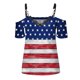 thumbnail image 4 of Moda Mujer Causal V-Cuello Día de la independencia Blusa con estampado de encaje Camiseta de manga corta Tops de verano Fridja hjk4218, 4 of 4