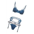 thumbnail image 1 of Conjunto de lencería para mujer con liguero, 3 piezas, tipo de peluche, bragas S Colcomx 3 piezas de lencería sexy para mujer, 1 of 8
