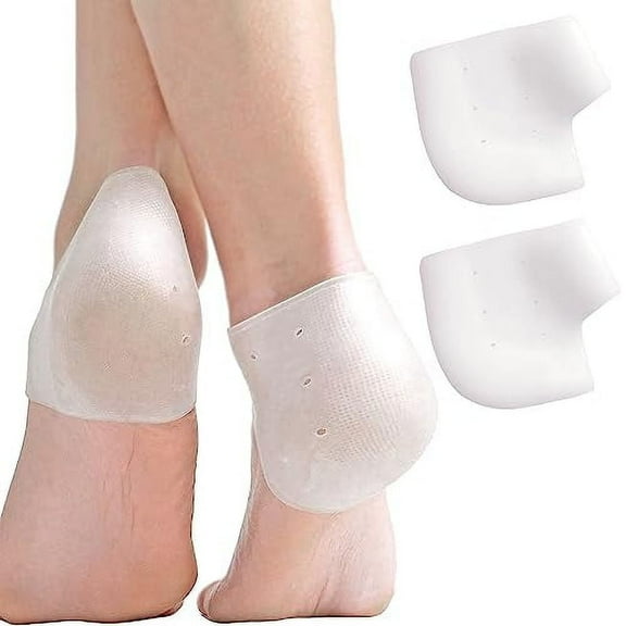 TELOLY 4pcs Silicone Heel Protectors for Shoes Prevent Blisters, Cracked Heels Soft Gel Cushion Cups, Ankle Sleeves, Pads, Rubber Guards for Men & Women