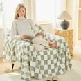 thumbnail image 2 of EMME Checkered Blanket Twin Size - 60"*80" Green Soft Fluffy Warm Throw Blankets for Couch, Sofa, Chair, Bed, Camping, Picnic, Travel Lightweight Bed Blanket, 2 of 5