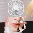 thumbnail image 6 of YiJuHui USB Rechargeable Handheld Fan with Mirror, 3 Speed Portable Hanging Neck Fan, Personal Cooling Fan for Outdoor Travel, Office, Home, Gym, and Camping, Quiet Battery Operated Mini Fan, 6 of 6