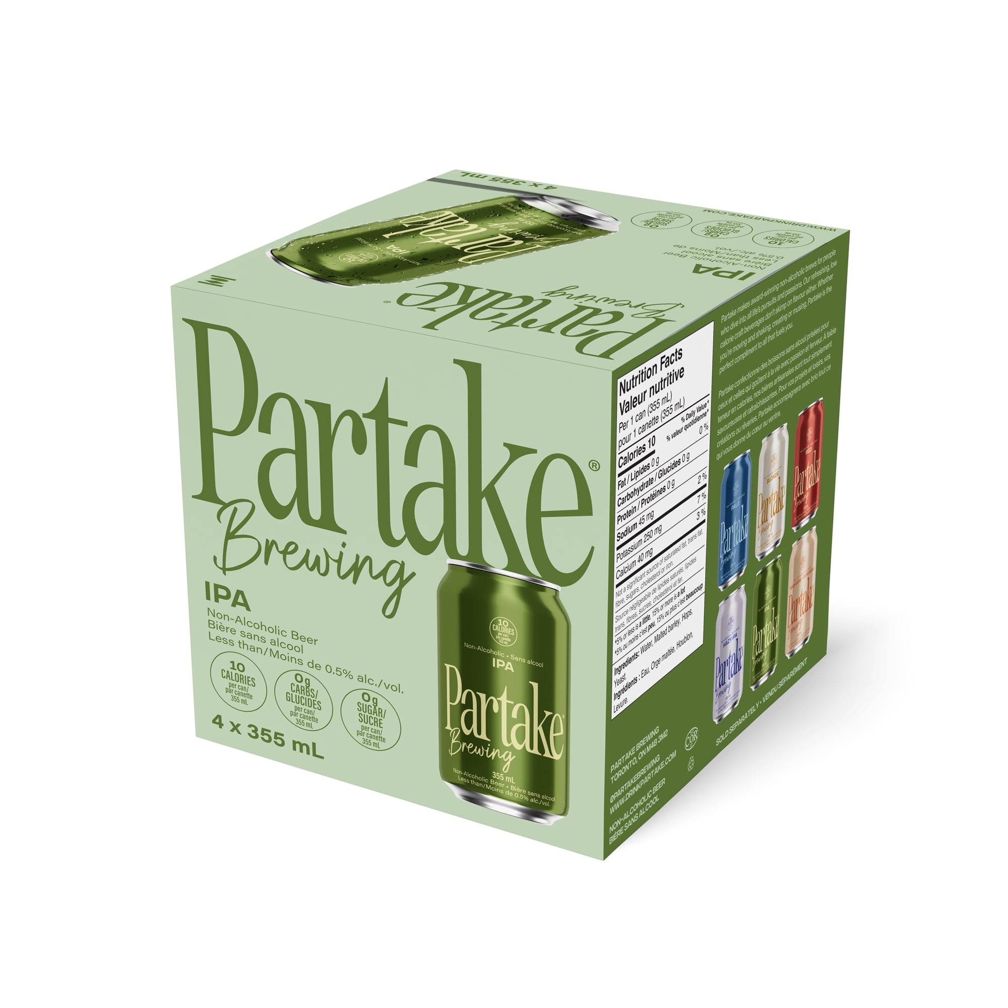 Partake - IPA, 4 x 355 mL Cans, Craft Non-Alcoholic Beer