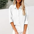 thumbnail image 1 of Soki Chemises Texturées à Boutons pour Femmes Manches Longues Unies Blouses Tendance avec Col et Poches, 1 of 6