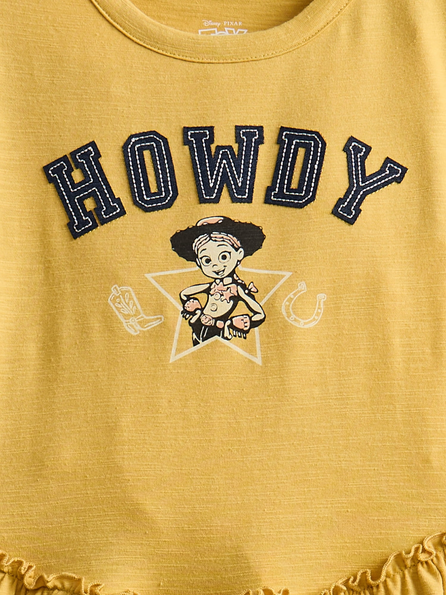 Toy Story Girls Tiered Dress with Embroidered Appliques and Short Sleeves, Sizes 4-12