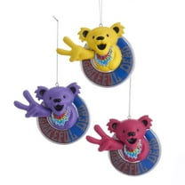 Kurt Adler 4-Inch Grateful Dead Peace Bear Christmas Ornaments, 3 Piece Set