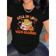 thumbnail image 1 of Camiseta De Mujer Verano Ropa Informal Suelta Camiseta Básica De Moda Para La Calle DiariaWomen'S Fall in Love with Reading T-Shirt, Casual Crew Neck Short Sleeve Tee, Geometric Pumpkin & Books Prin, 1 of 7