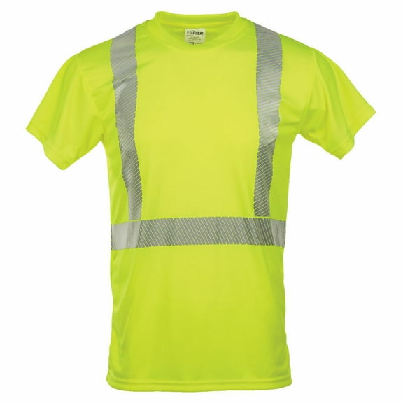 Hi-Vis Short Sleeve T-Shirt, ANSI Class 2, Lime, Large, SAFEGEAR