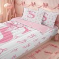 thumbnail image 2 of Erosebridal Sweet Letter S Zipper Queen Comforter Set with Fitted Sheet and 2 Pillowcases,Satin Bow Detail Zipper Bedding Set,Pink White,4 Pieces,Pink Reversible, 2 of 5