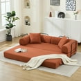 thumbnail image 3 of 78.5" Orange Corduroy Sofa Bed, Convertible Folding Futon Couch with 2 Pillows, Fold Out Foam Spring Floor Mattress for Living Room, Apartment, Office, 3 of 17