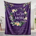 thumbnail image 1 of LHSHID Mom Birthday for Mom Blanket from Daughter Son Super Soft Warm and Comfy I Love You Mom Blanket Flower Women Throw Blanket Purple 30"x40", 1 of 6