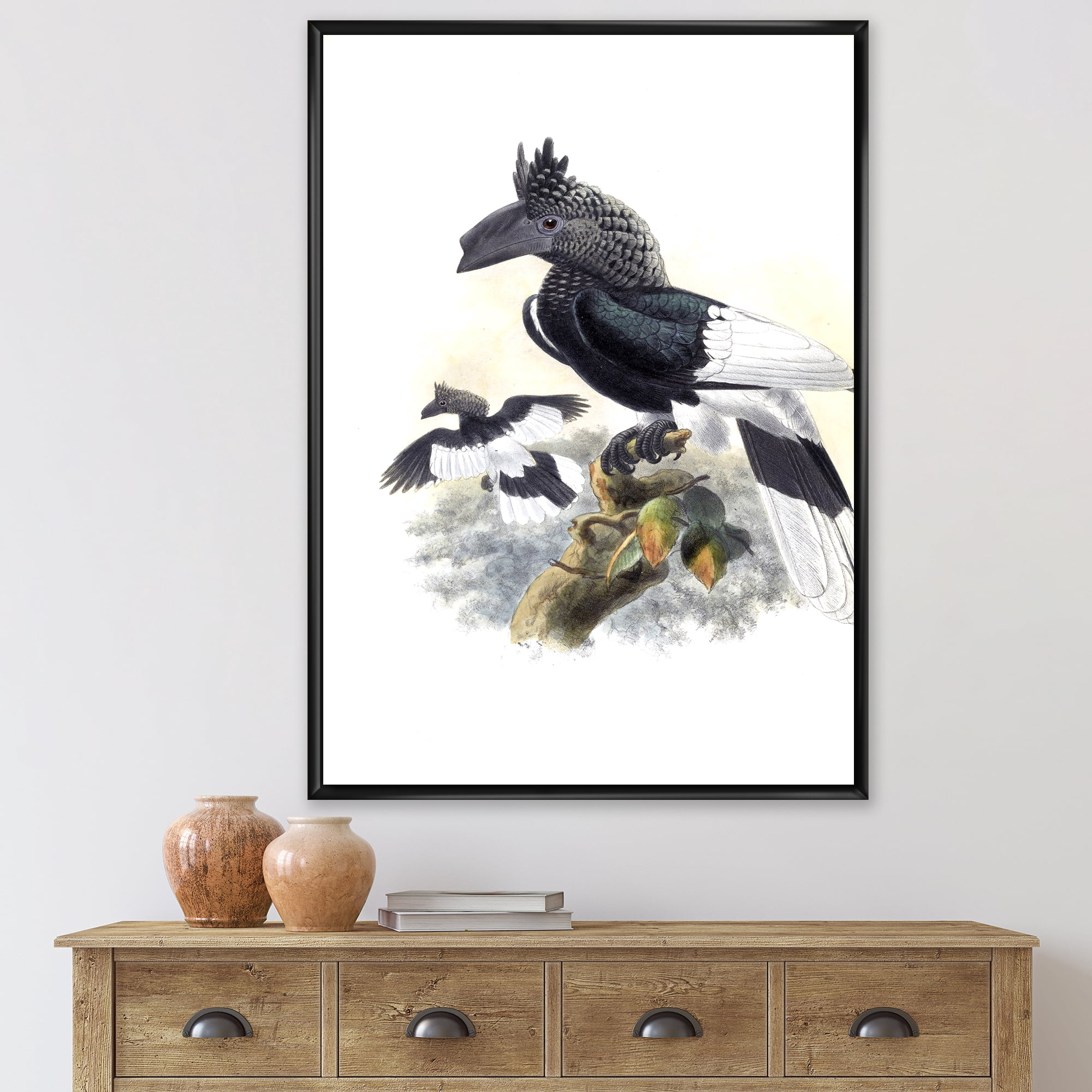 Designart 'Ancient Australian Birds XVI' Traditional Framed Canvas Wall Art Print