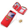 thumbnail image 6 of ChicShell Wallet Case For Samsung Galaxy Z Flip 6, RFID Blocking PU Leather Zipper Handbag Purse Flip Cover, Kickstand Case with Card Slots Holder Wrist Strap Lanyard, Red, 6 of 10