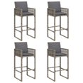 thumbnail image 5 of vidaXL Patio Bar Set with Cushions Pub Table and Stools Poly Rattan Acacia, 5 of 8
