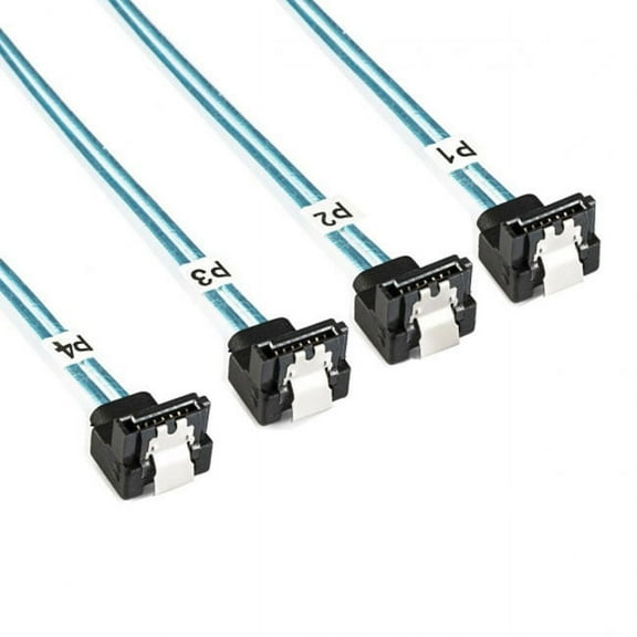 JSER Internal Mini SAS SFF-8643 Host to Angled 4 SATA Target Hard Disk 6Gbps Data Server Raid Cable 1m