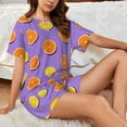 thumbnail image 4 of Goofa Yellow Lemon And Orange for Womens Cotton 2 Piece Pajamas Set Classic Short Sleeve Pjs Set Soft Button Down Sleepwear Loungewear-4X-Large, 4 of 7