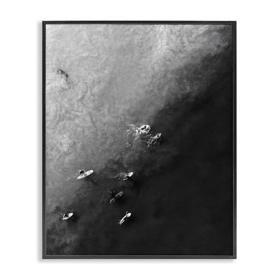 Stupell Industries Tropical Aerial Paddling Surfboards Black Framed Giclee Art, 11 x 14, by Lil' Rue